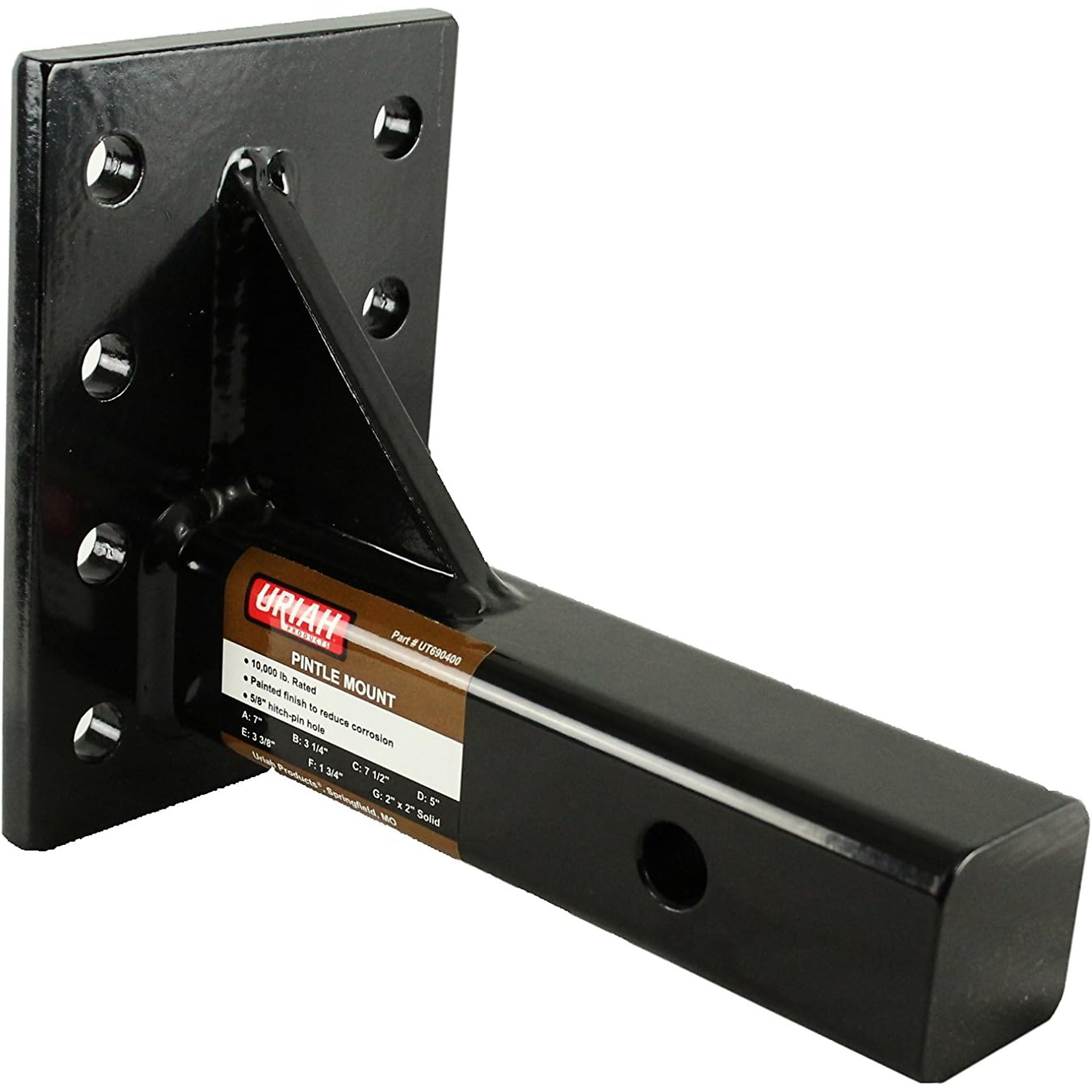 Uriah Products Heavy-Duty Pintle Mount — 2in. Steel Shank, 4 Holes, Black Powder-Coated, Model# UT690400